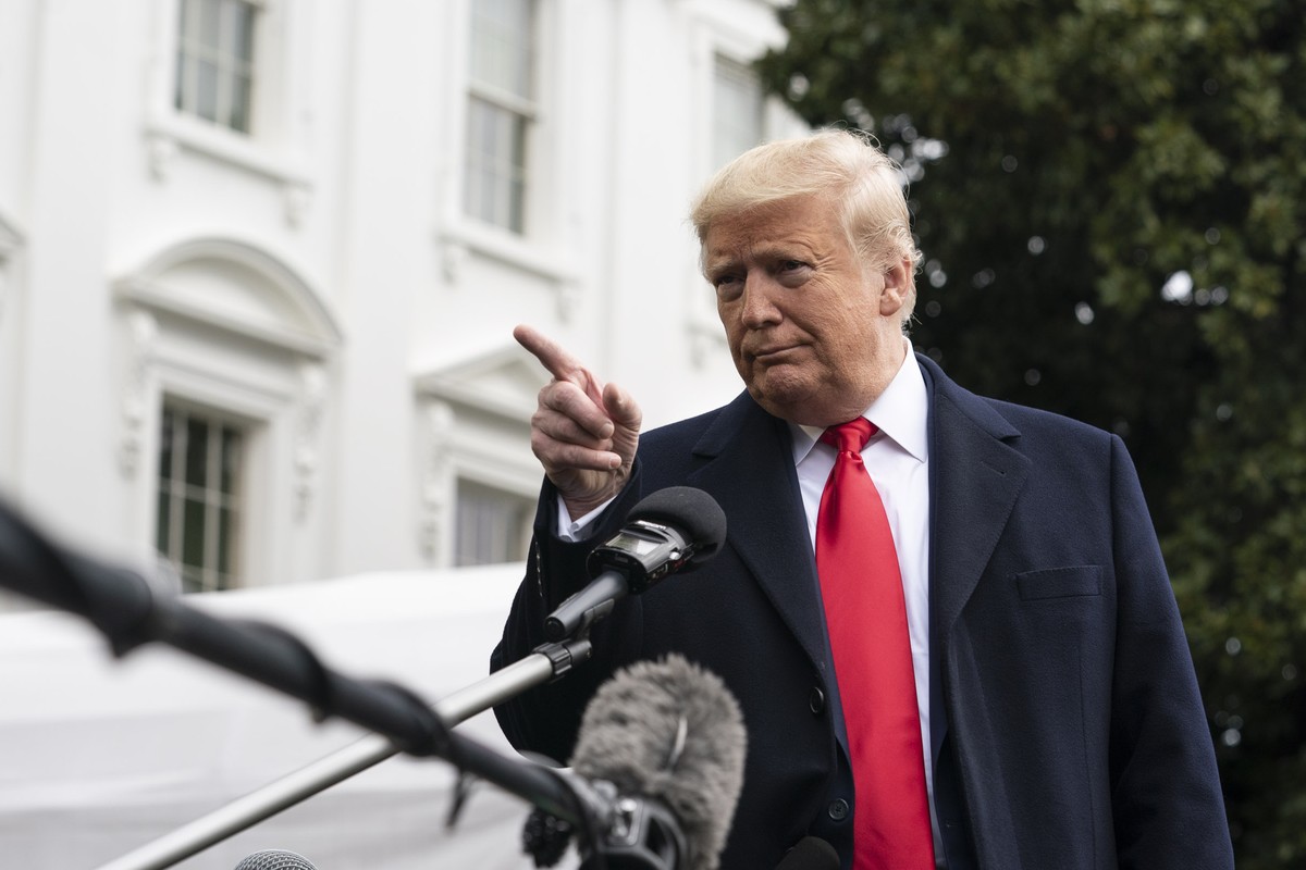 President Donald Trump speaking outside the White House on federal policy proposals